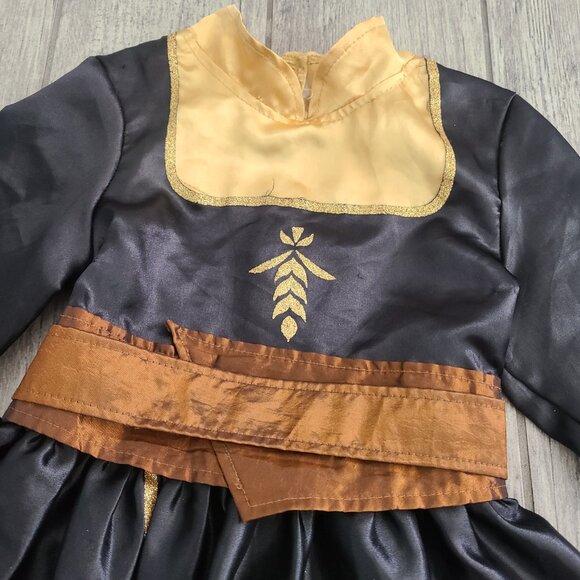 Disney Frozen Anna Costume Dress Black & Gold with Brown Belt Size 4–6X - Picture 5 of 10